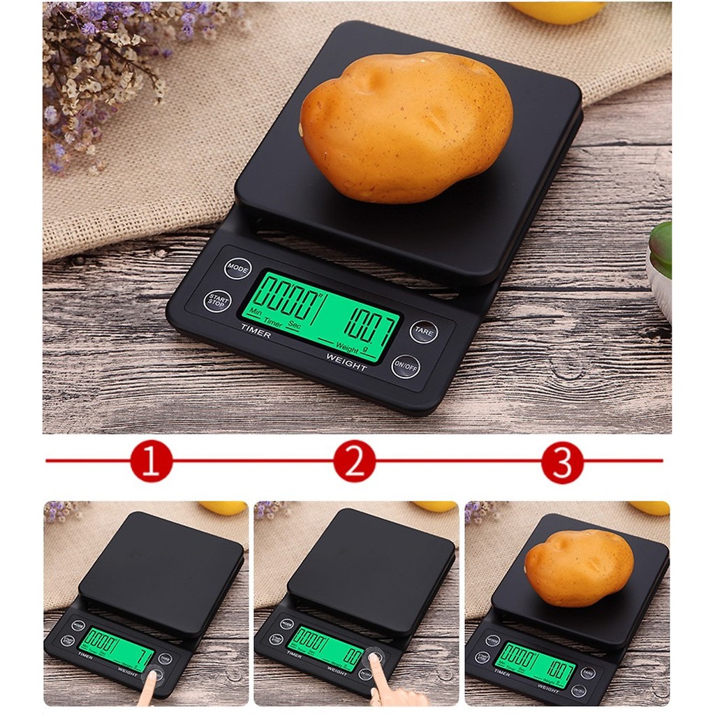 Cân điện tử cân cà phê 5kg / 0.1g màn hình lcd tử mini cân nhà bếp- cân tiểu li nhiều chế độ