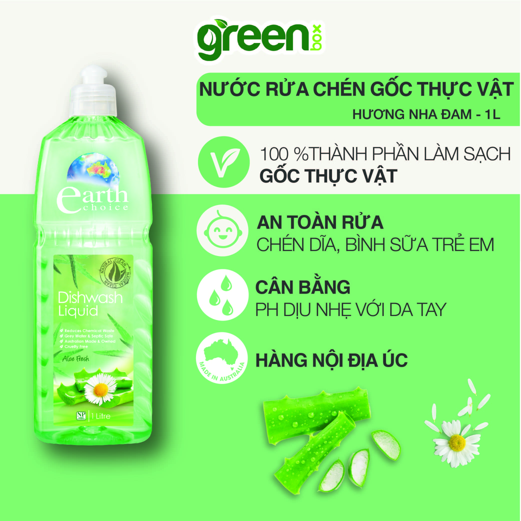 Nước rửa chén bát đậm đặc hữu cơ Earth Choice - 1 Lít - NK Úc