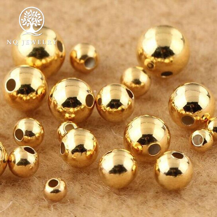 [HCM]Combo 3 Charm bi bạc mạ vàng hạt tròn trơn - hạt cườm bạc mạ vàng lổ lớn 3mm - NQ Jewelry
