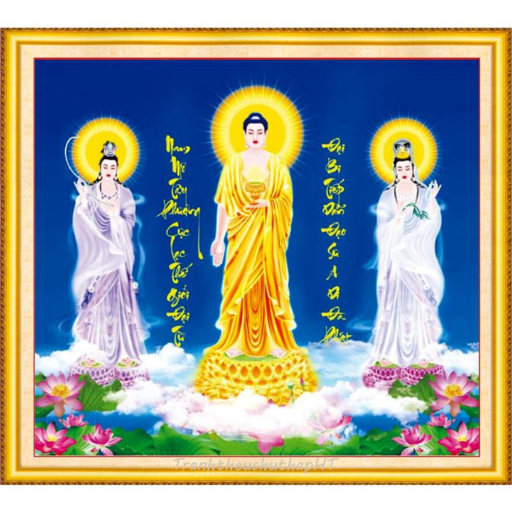 [HCM]Tranh đính đá Phật – Tây phương tam thánh 83*75cm - tự đính
