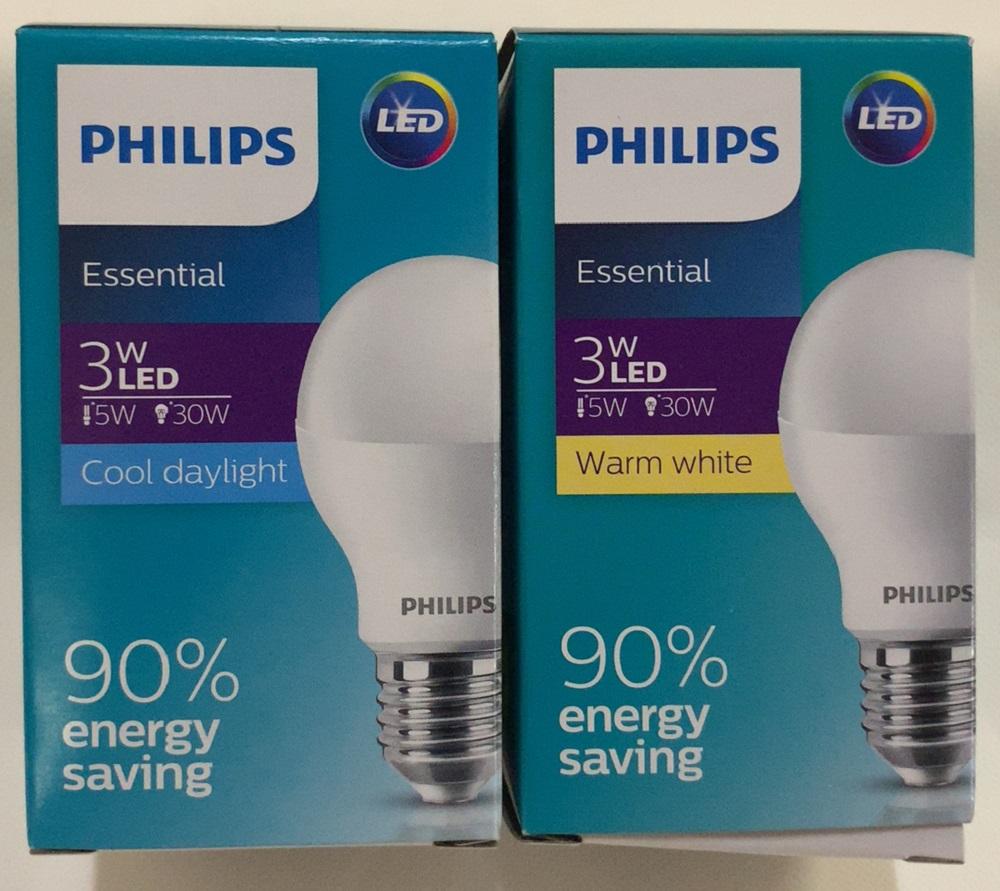 Bóng đèn Philips LED siêu sáng tiết kiệm điện Essential 3W E27 A60