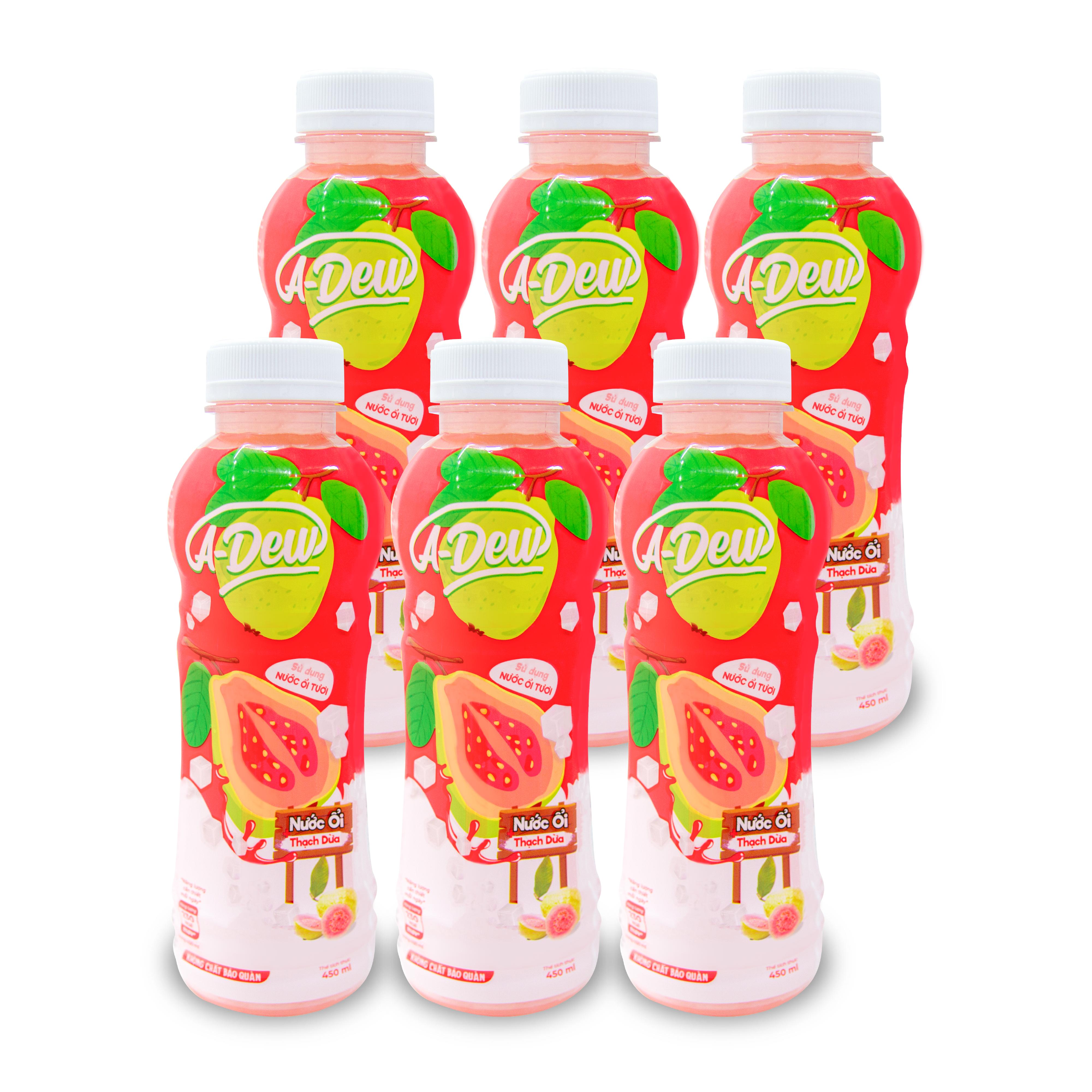 Nước Trái Cây Ổi Thạch Dừa A-Dew Chai 450ml - Lốc 6 Chai
