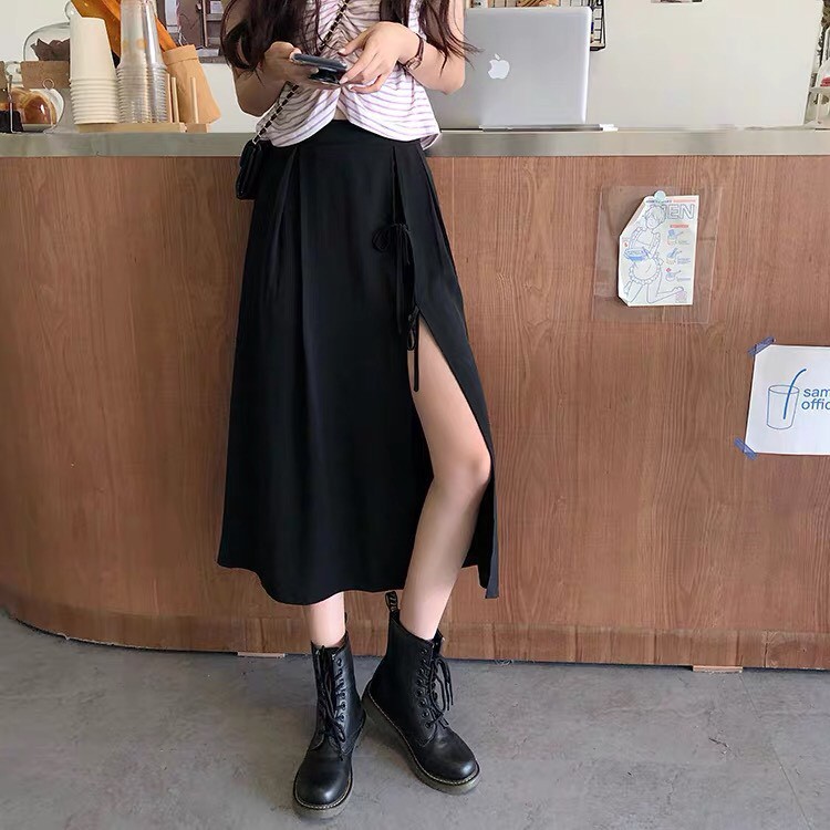 Chân Váy Midi Nữ Xẻ Tà Cá Tính, Chân Váy  M345