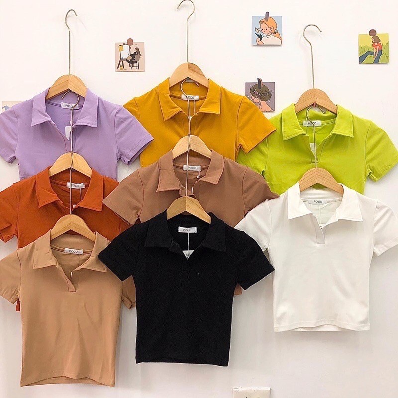 [HCM]Áo croptop cổ trụ Plo áo cổ trụ Plo