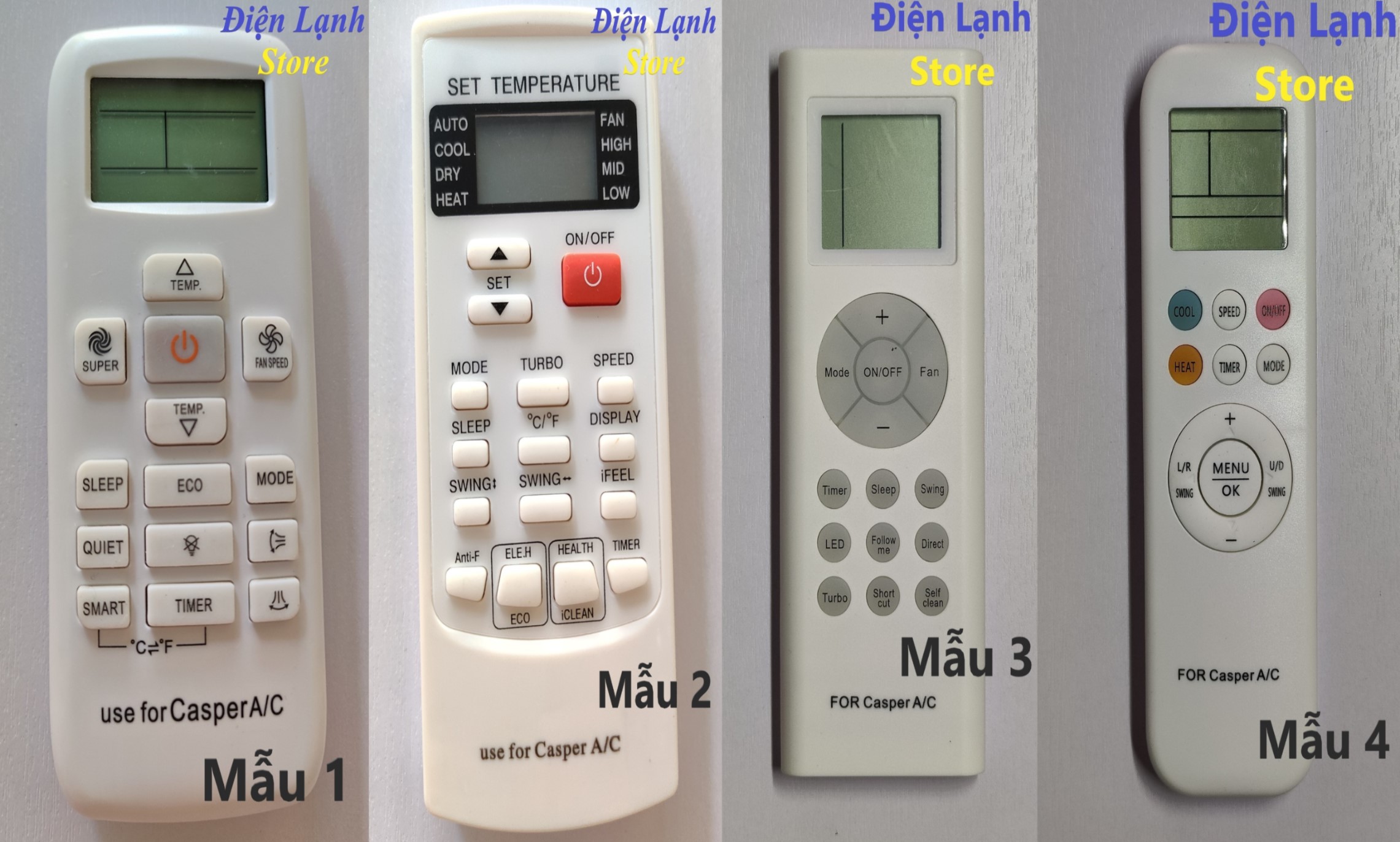 Remote Điều Khiển Máy Lạnh Casper Đa Năng Tặng Kèm Pin - Màu Trắng