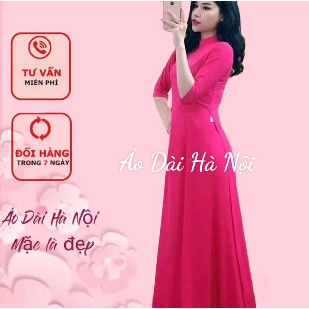 [Giá xưởng} Áo dài trơn màu hồng sen lụa mỹ cao cấp - Áo Dài Hà Nội
