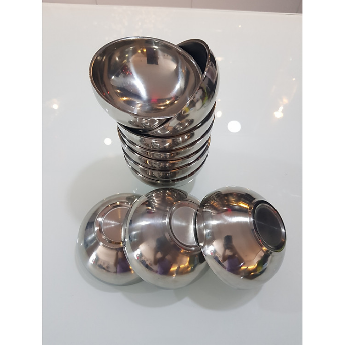 [HCM]Bộ 10 chén inox 2 lớp cách nhiệt (Bạc)