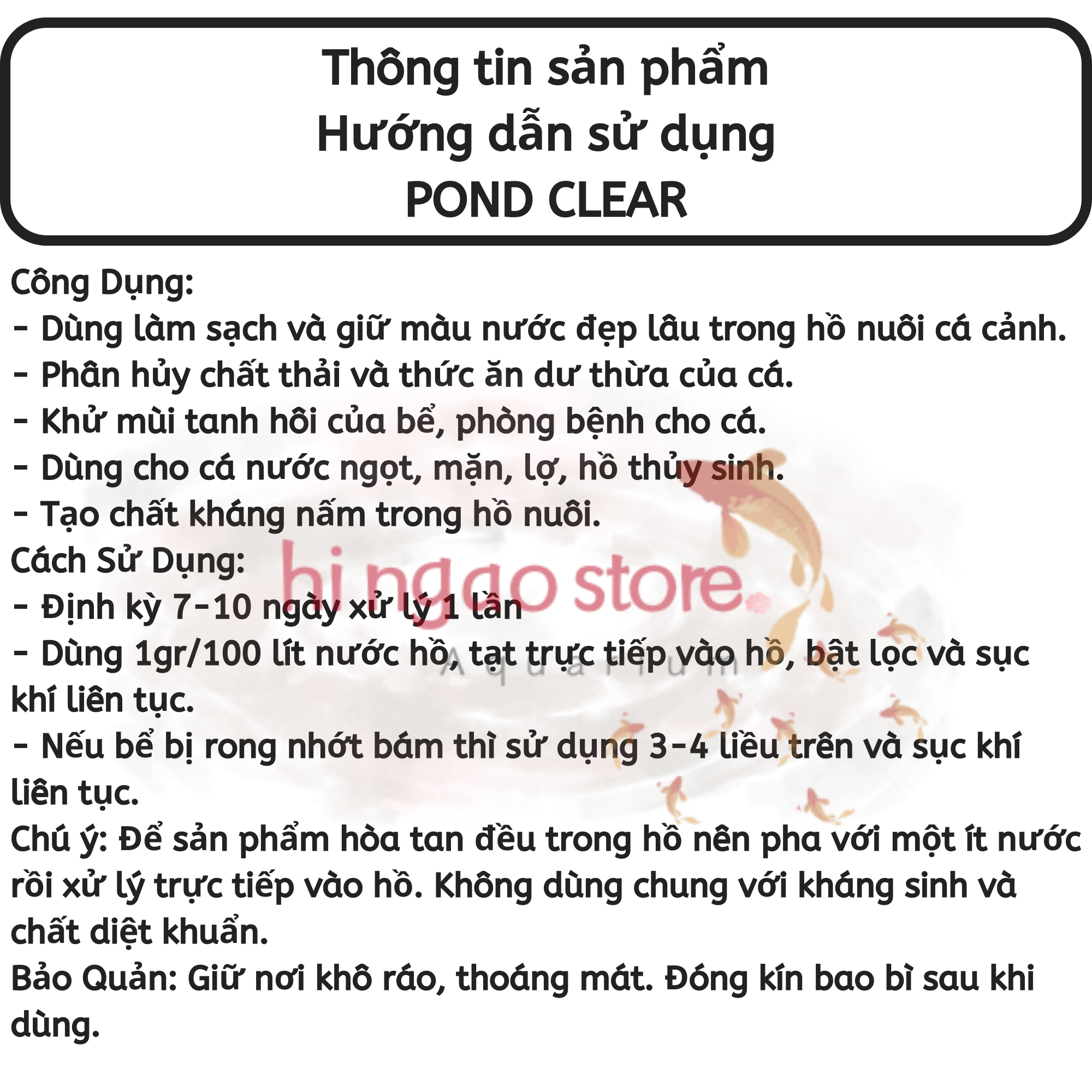 Pond clear: MEN Micro-solution less change water aquarium-An Loc transmitter products help fish healthy | hingaostore.