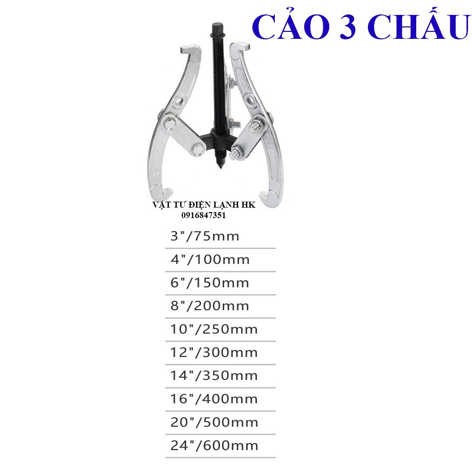 Cảo 3 chấu hàng cao cấp (chọn đúng cỡ khi đặt hàng) - Cảo ba chân - Cảo bi ốc côn