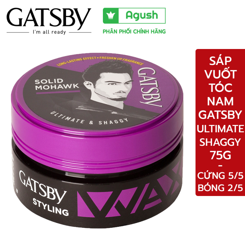 Sáp vuốt tóc nam Gatsby Styling Wax Ultimate & Shaggy tạo kiểu Solid Mohawk 75g màu tím bóng vừa siêu cứng giữ nếp lâu vuốt cho tóc khô mùi thơm dễ chịu nhập khẩu
