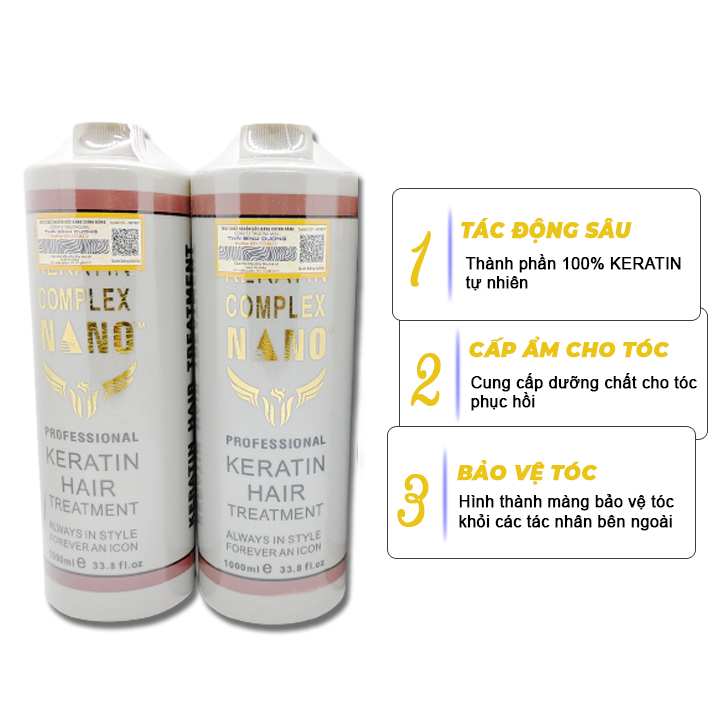 Kem ủ tóc KERATIN COMPLEX NANO 1000ml - Ủ tóc phục hồi Keratin siêu mềm mượt