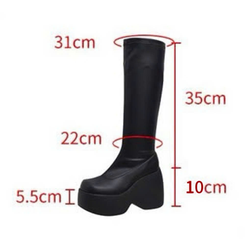 BỐT DA ĐẾ CAO 10CM - HIGH HEEL BOOTS ROCK DARD