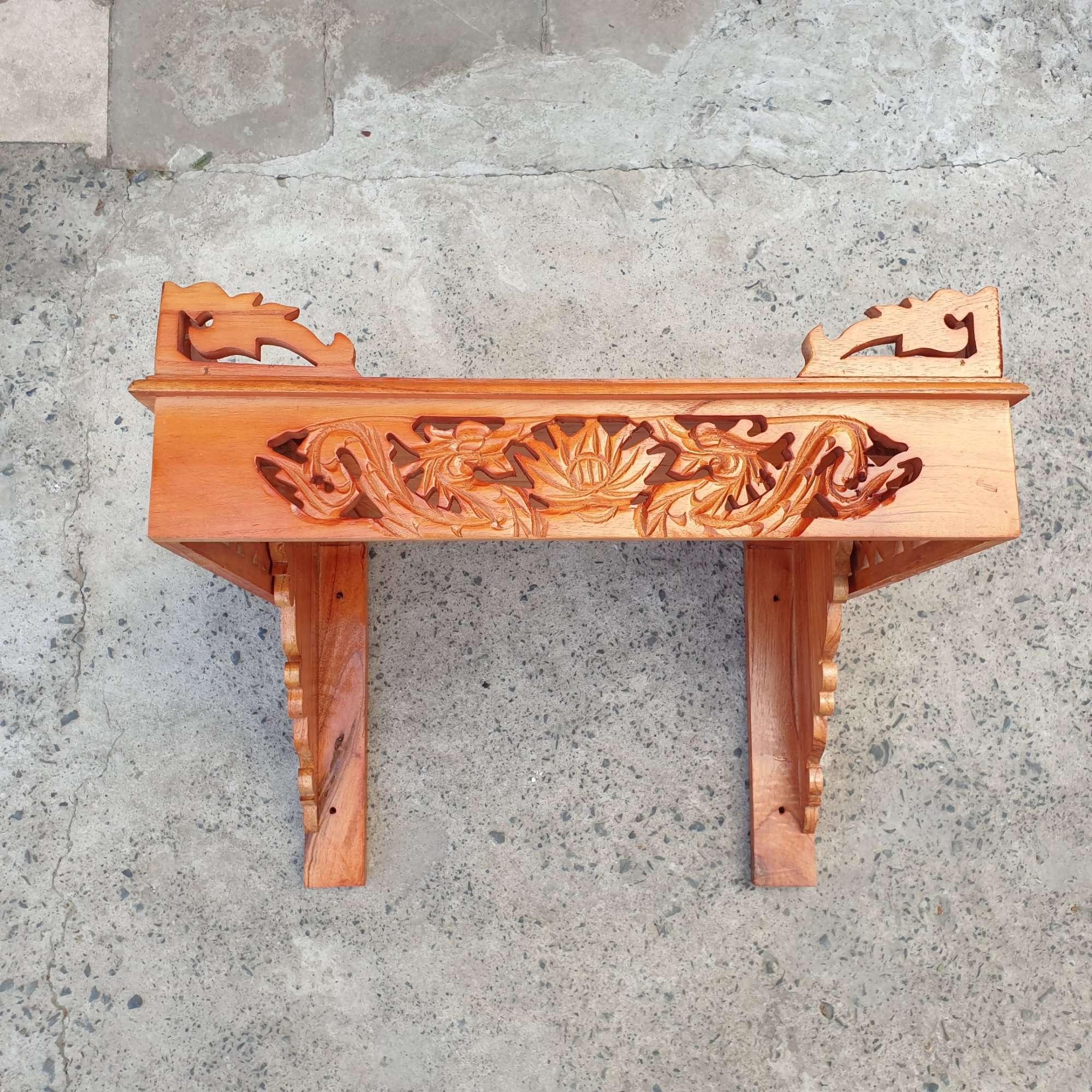 Bàn thờ treo tường gỗ xoan ngang 40 cm trạm rồng gồm 1bộ ke đế