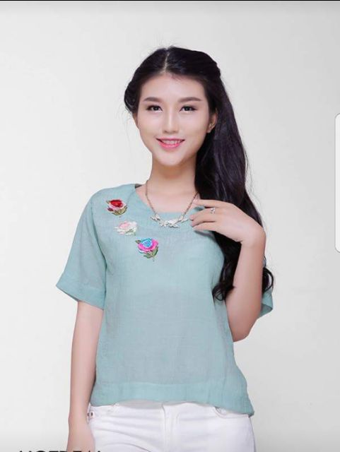 ZERASY - Áo croptop đính hoa nhiều màu