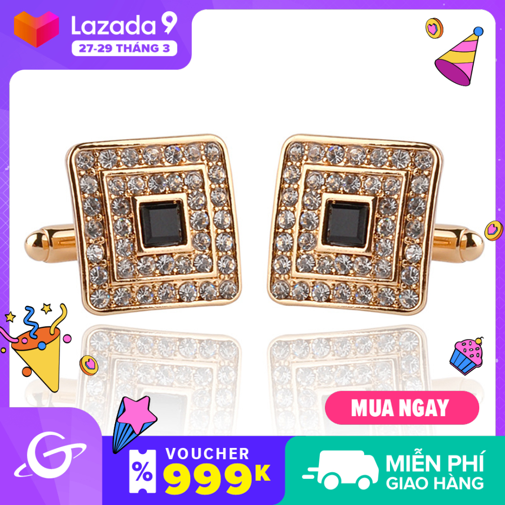 WOCO 1Pair Men Shiny Rhinestone Square Cufflinks Cuff Links Evening Party Accessories