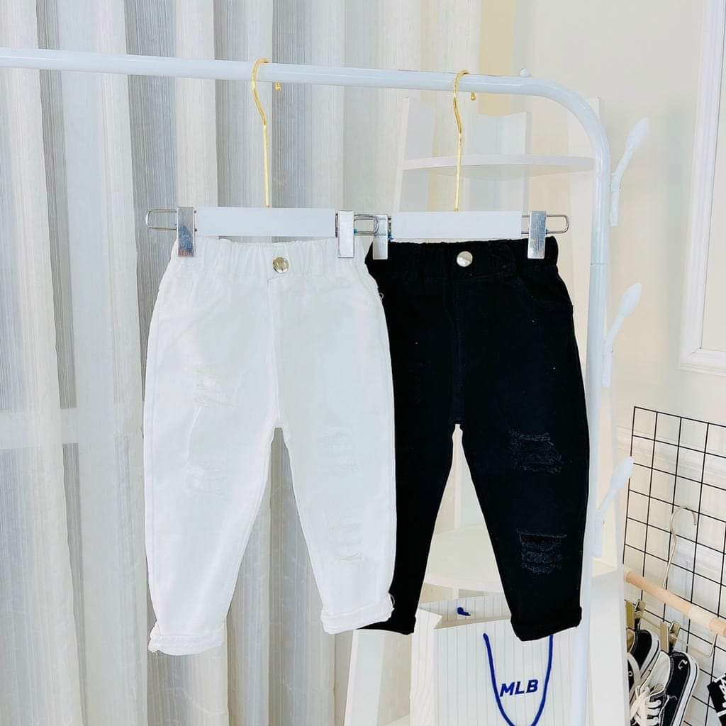 Quần kaki đen trắng rách loại đẹp