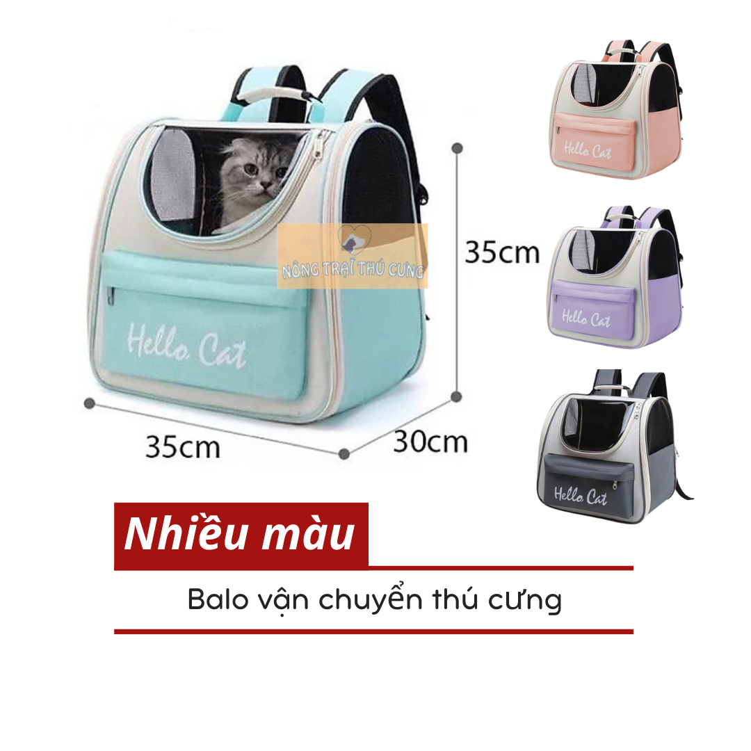 Balo Vận Chuyển Chó Mèo Hello Cat 37x34x25 - [Nông Trại Thú Cưng]