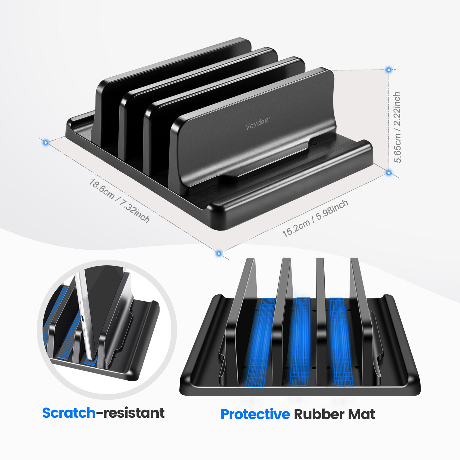Vertical Laptop Stand Holder Adjustable Desktop ABS for Notebook,for Dock 3-in-1 Space-Saving,up to 17.3 inch