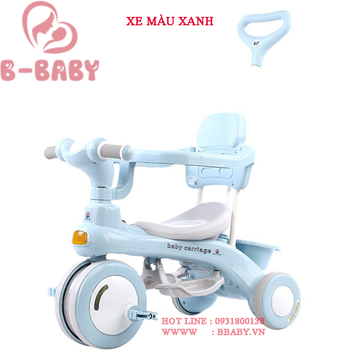 Xe đạp 3 bánh có cần đẩy có thể phát nhạc 688 cho bé