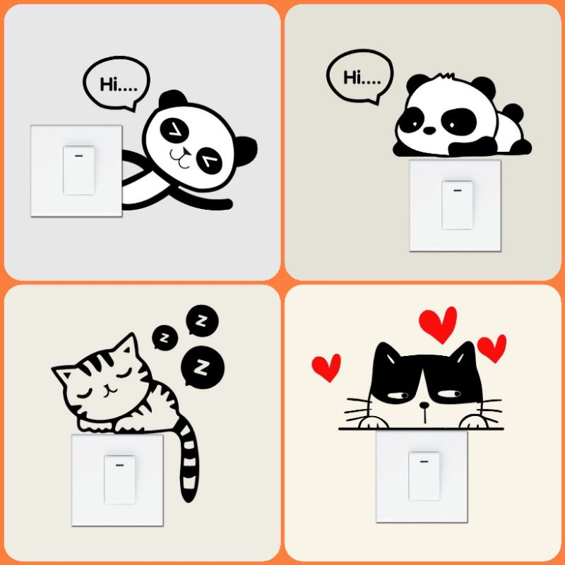 Combo 2 miêng dán ổ điện hình con vật đáng yêu