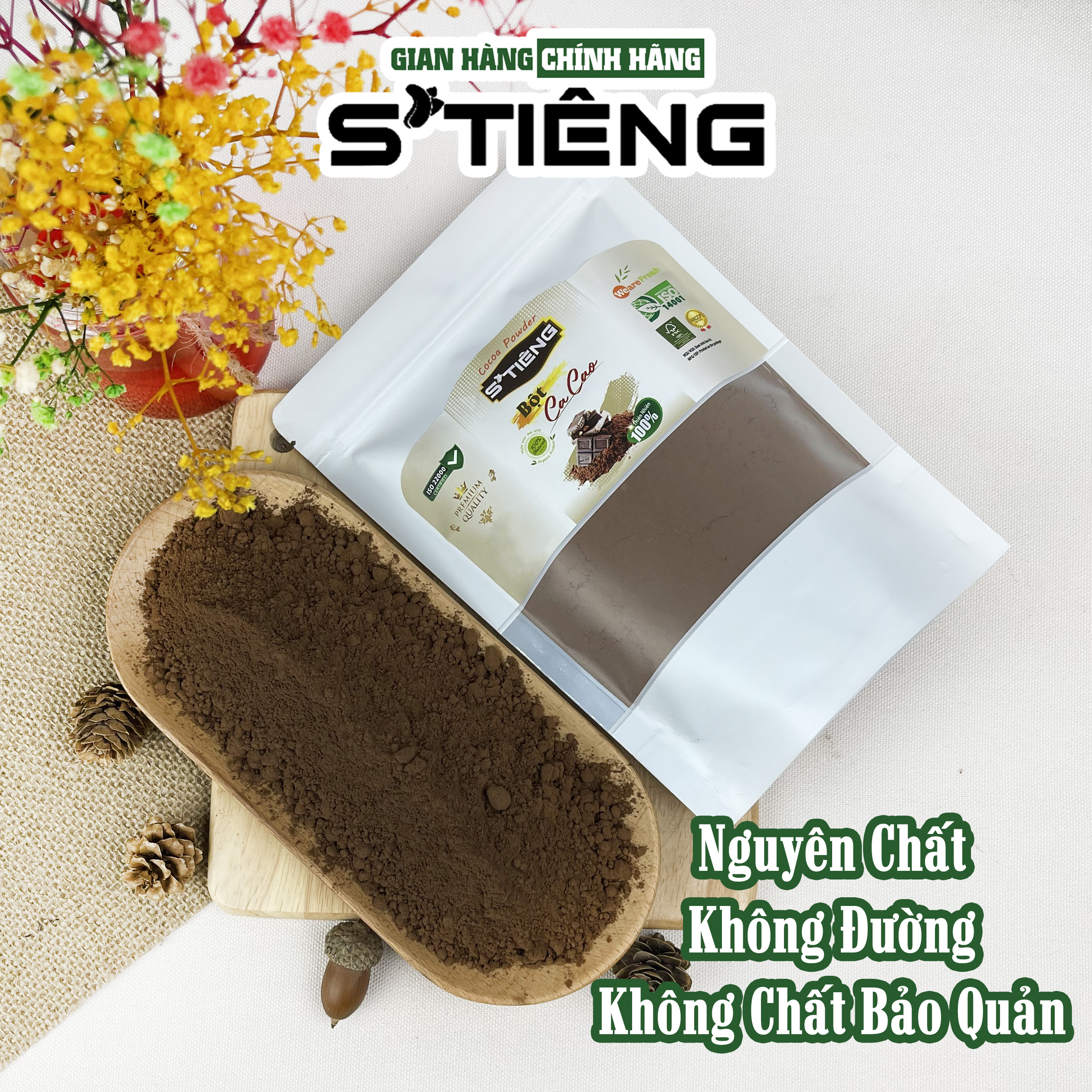 Bột CACAO Nguyên Chất Cao Cấp Không Đường STIÊNG