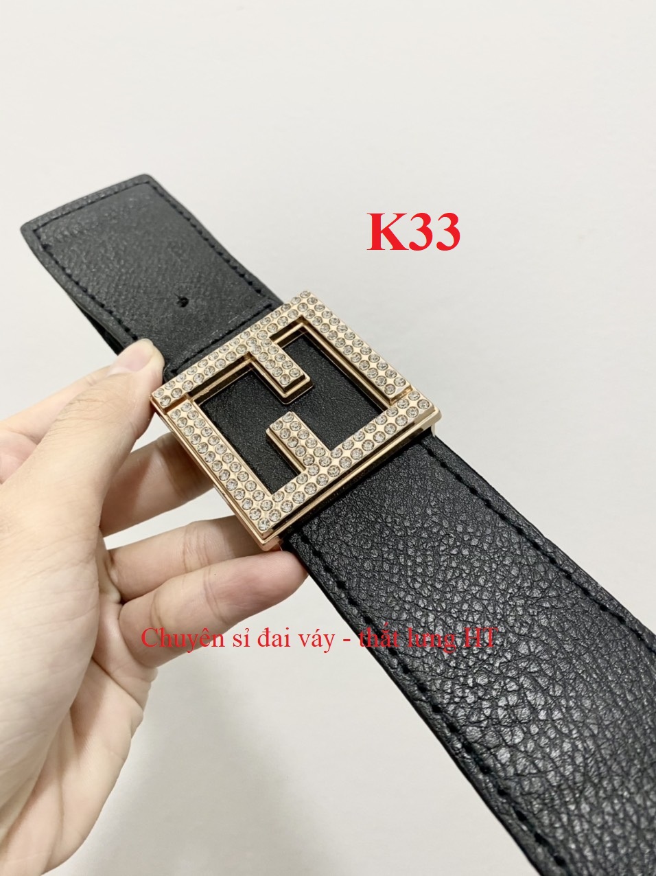 Đai váy F đá vuông bản 4cm K33