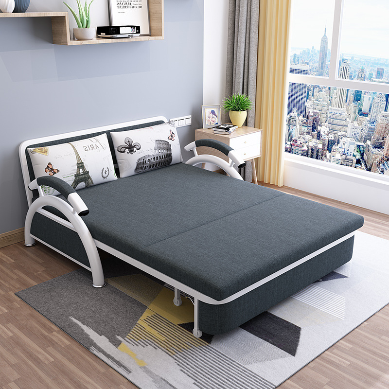 Telescopic sofa bed folding sofa bed with 2 pillows portable size 1m28x1m95