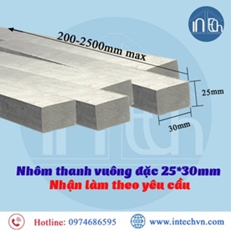 NHÔM THANH VUÔNG ĐẶC 25*30mm