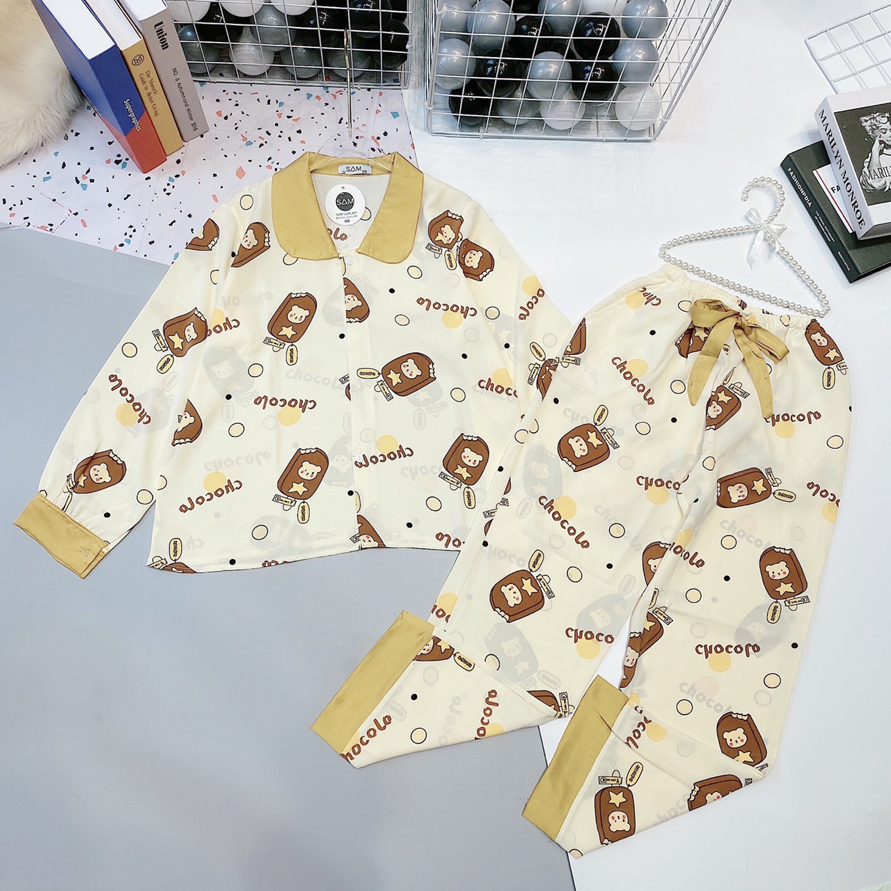 [HÀNG CHUẨN] Bộ Lụa Pijama Tay Dài Cao Cấp