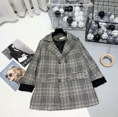 Áo khoác dạ vest nữ kẻ sọc