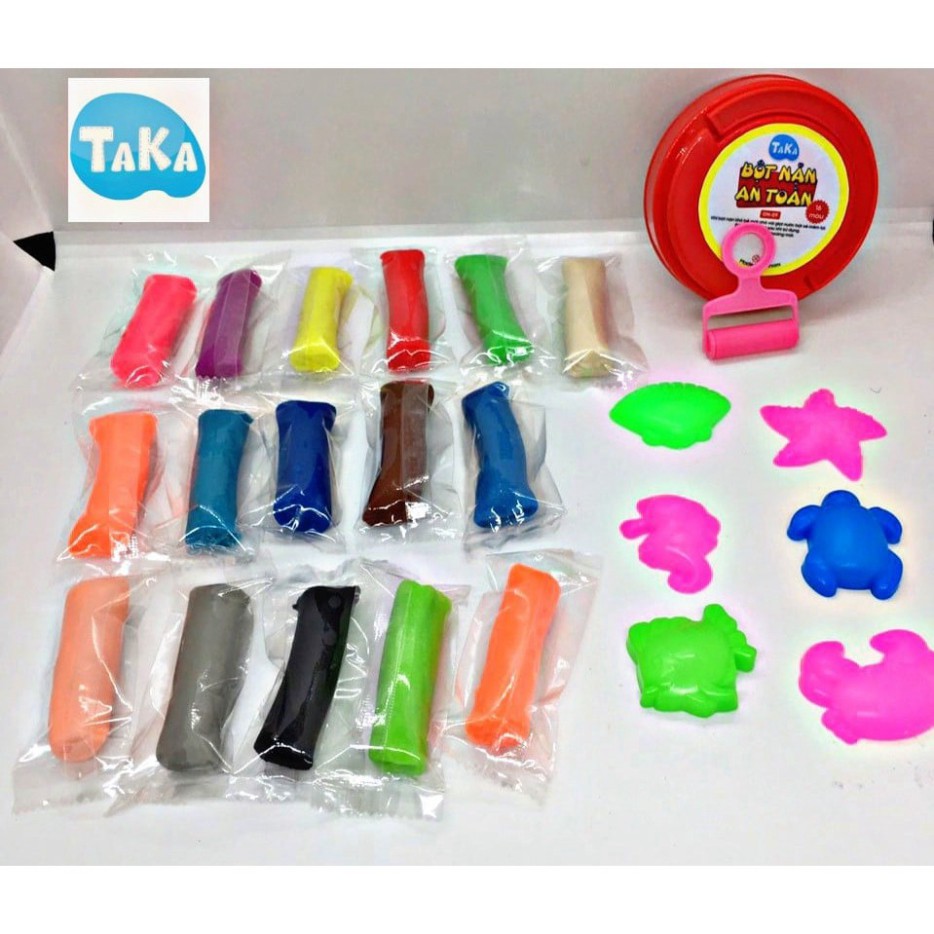 16 màu Hộp gấu bột nặn đất nặn bột mì Taka (tặng kèm dụng cụ chơi)