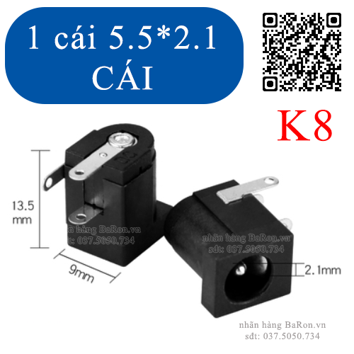 Jack cắm nguồn DC 5.5x2.1 Jack đực 5.5x2.5 (nhiều loại)