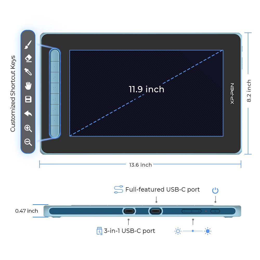 【XPPen】Màn hình bút vẽ Artist 12 (2nd gen) với bút cảm ứng X3 Elite Hỗ trợ chức năng nghiêng với công nghệ cán hoàn toàn Gam màu 127% sRGB với 8192 cấp độ Bút cảm ứng không dùng pin （Giao hàng tận nơi + Bảo hành 1 năm）