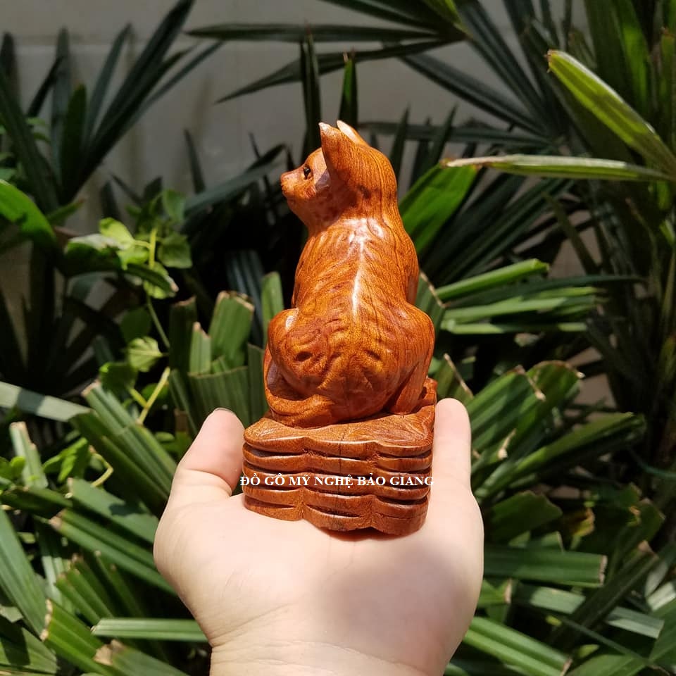 Tượng con mèo gỗ hương