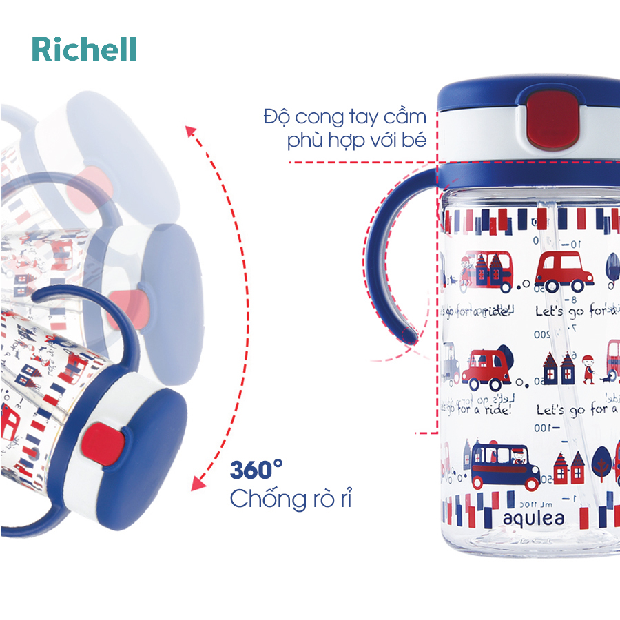 BÌNH ỐNG HÚT AQ RICHELL 320ML XANH RIDE