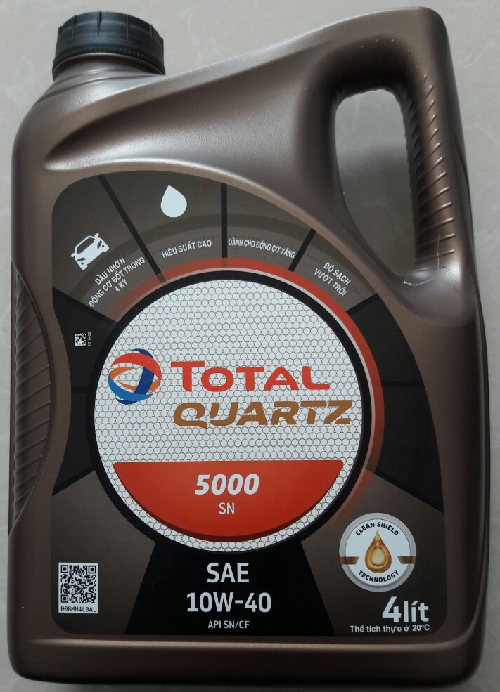 Thùng 2 chai Dầu nhớt QUARTZ 5000 SN 10W40 4 lít - Dầu nhớt Total