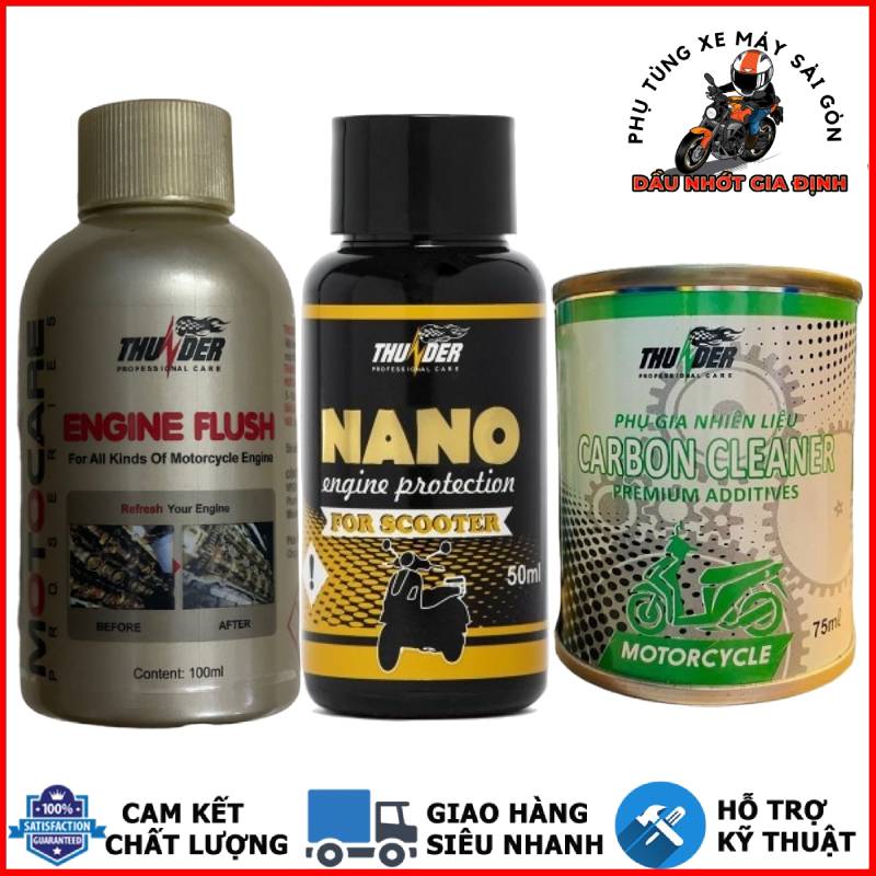 Combo 3 chai Thunder vệ sinh động cơ buồng đốt và na.no