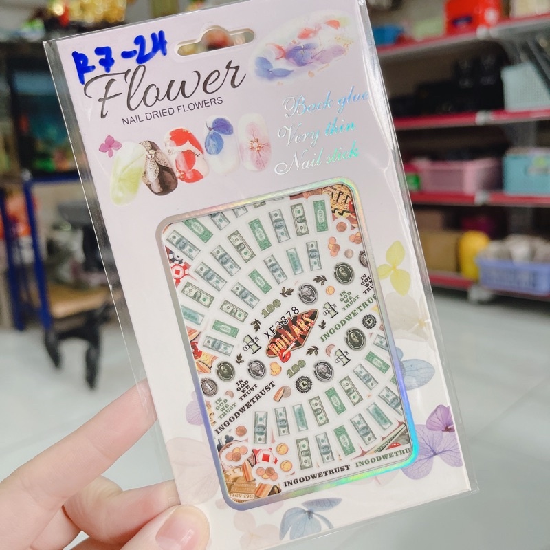 Sticker dán móng hình tiền đô ngôi sao bao tiền