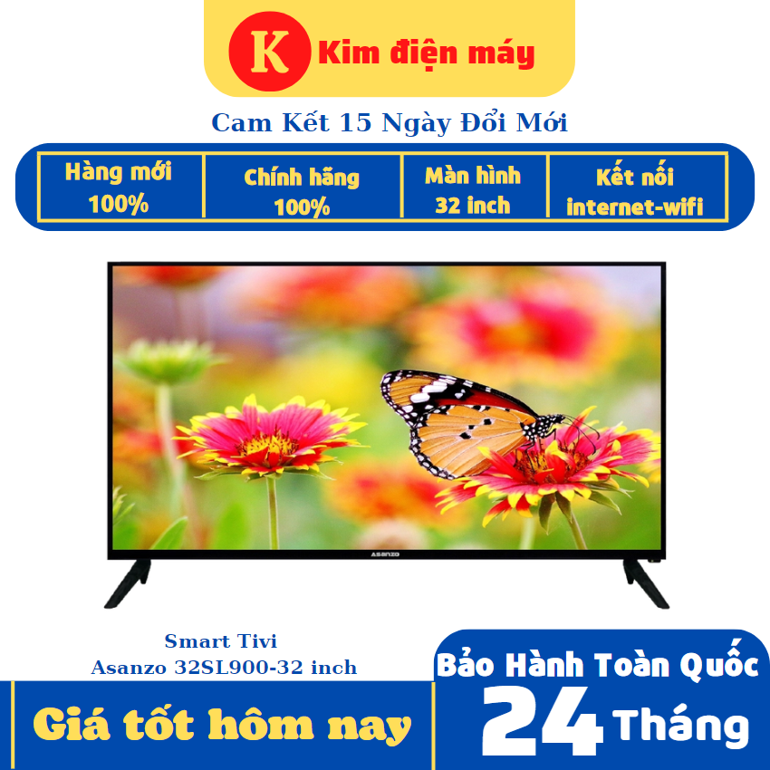 Smart Tivi Asanzo 32EJ7 màn hình tivi 32 inch android internet wifi bảo hành hành 2 năm toàn quốc hàng chính hãng