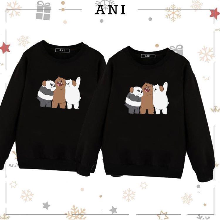ÁO SWEATER NAM NỮ 3 GẤU CÓ BIGSIZE VẢI NỈ BÔNG DÀY DẶN