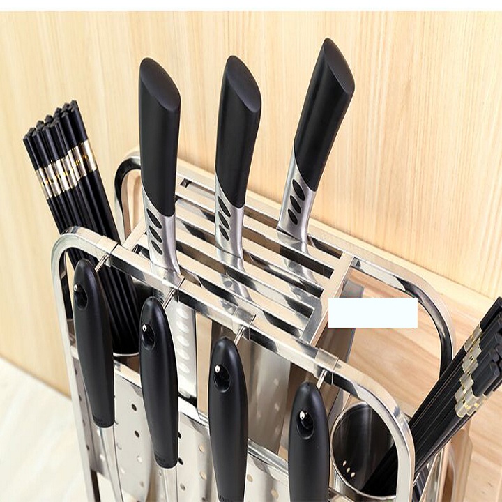 Kệ để dao đũa thớt full inox 35x18x27cm