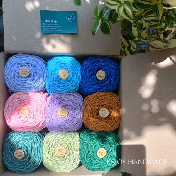 200 gram Dây thừng macrame cotton 3 xoắn, 3mm / 5mm