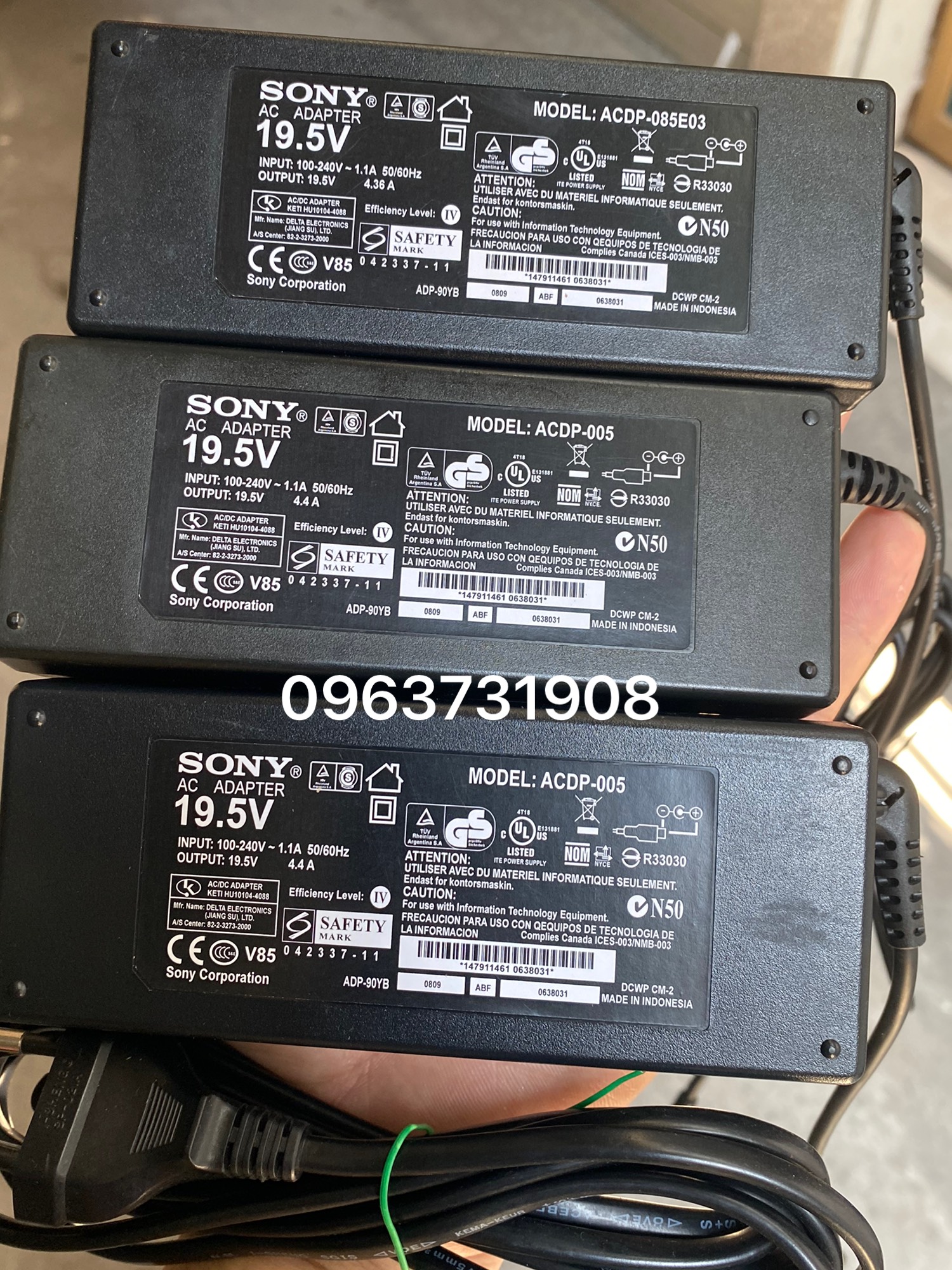 Dây nguồn tivi sony 19.5V-4.35A/4.36A hàng Indonesia chính hãng
