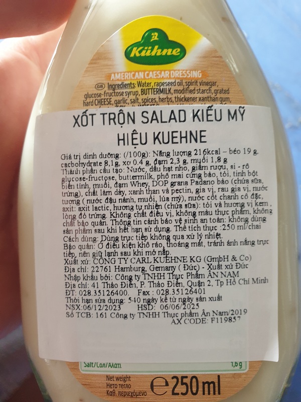 SỐT TRỘN SALAD KIỂU MỸ KUEHNE 250ML nhập khẩu Đức