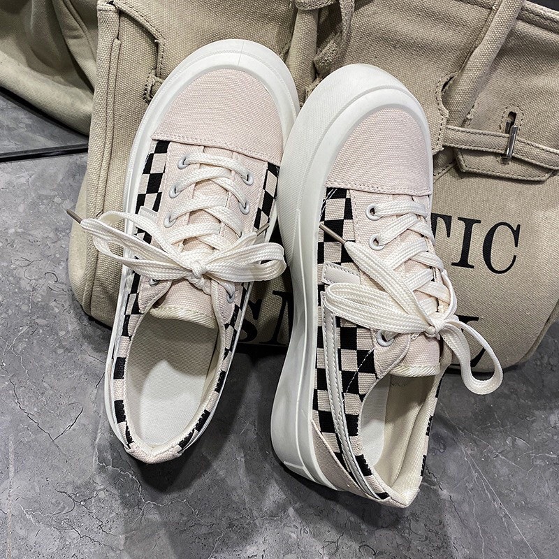 ( 2 MÀU ) Giày nữ thể thao kẻ caro kiểu dáng đơn giản ĐEN /Trắng Cực xinh xắn hot trend