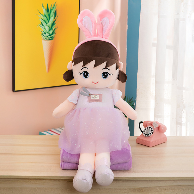 Búp bê váy nhũ tai thỏ nhồi bông cao cấp size 40cm - 60cm