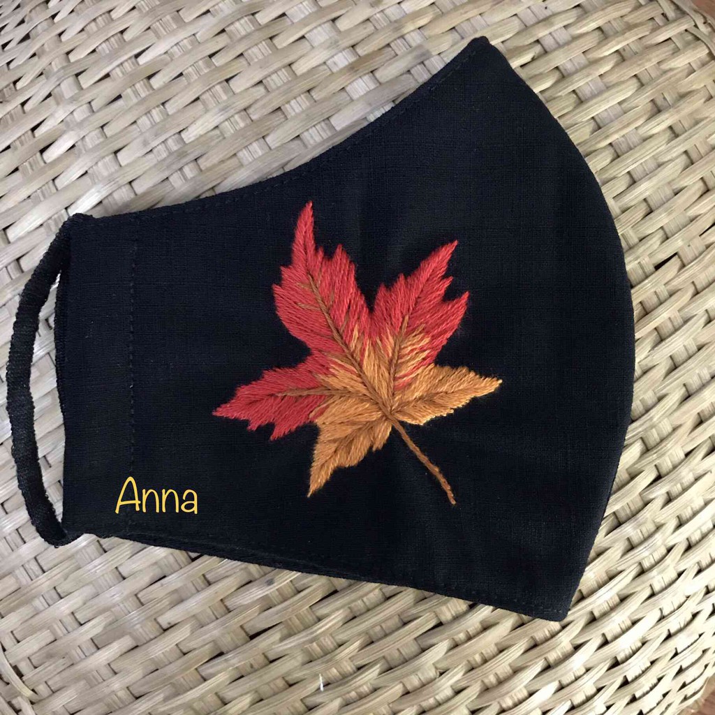 Khẩu trang vải thêu handmade AN30
