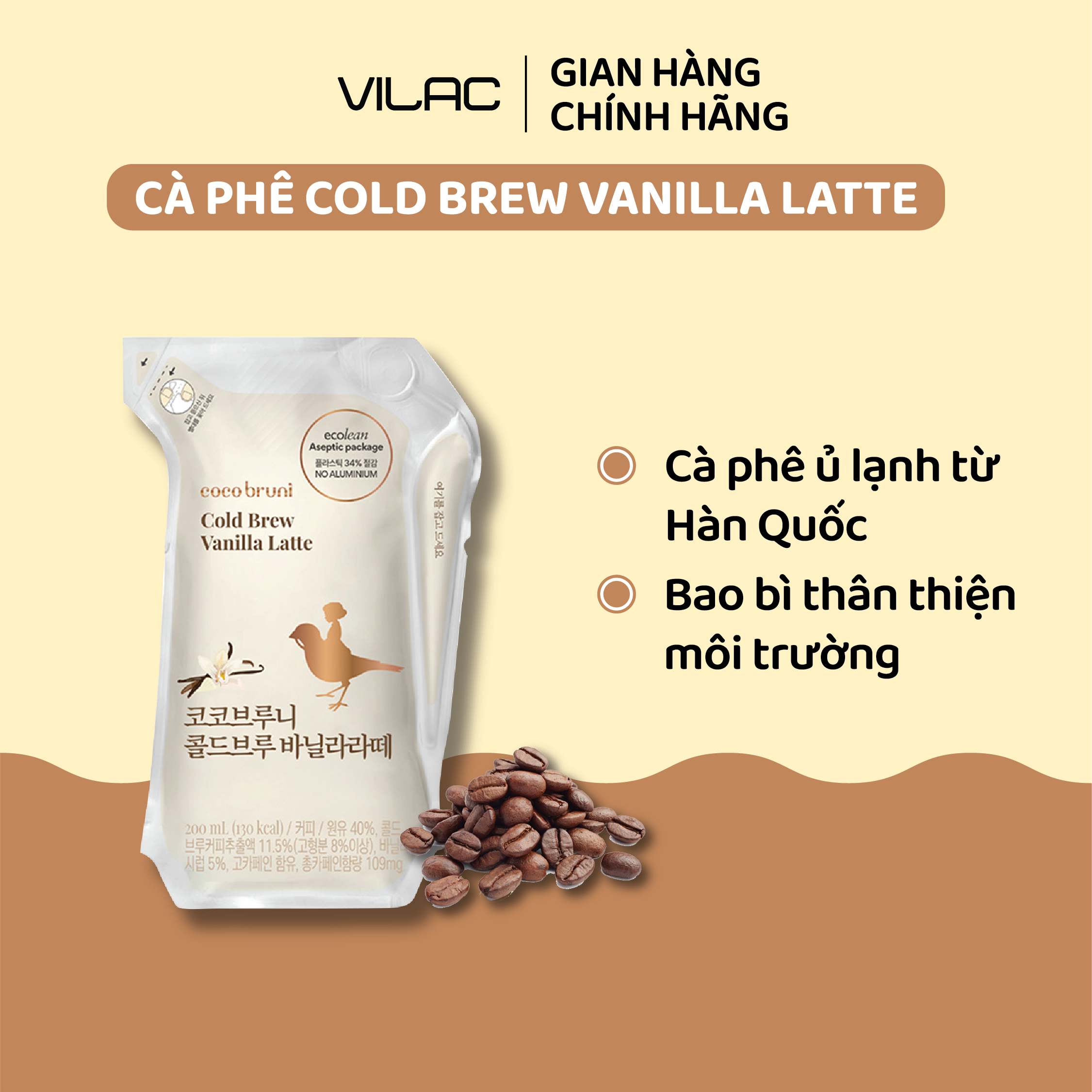 [25/10/2024] CÀ PHÊ COLD BREW VANILLA LATTE COCOBRUNI (COCOBURUNI COLD BREW VANILLA LATTE) 200ML