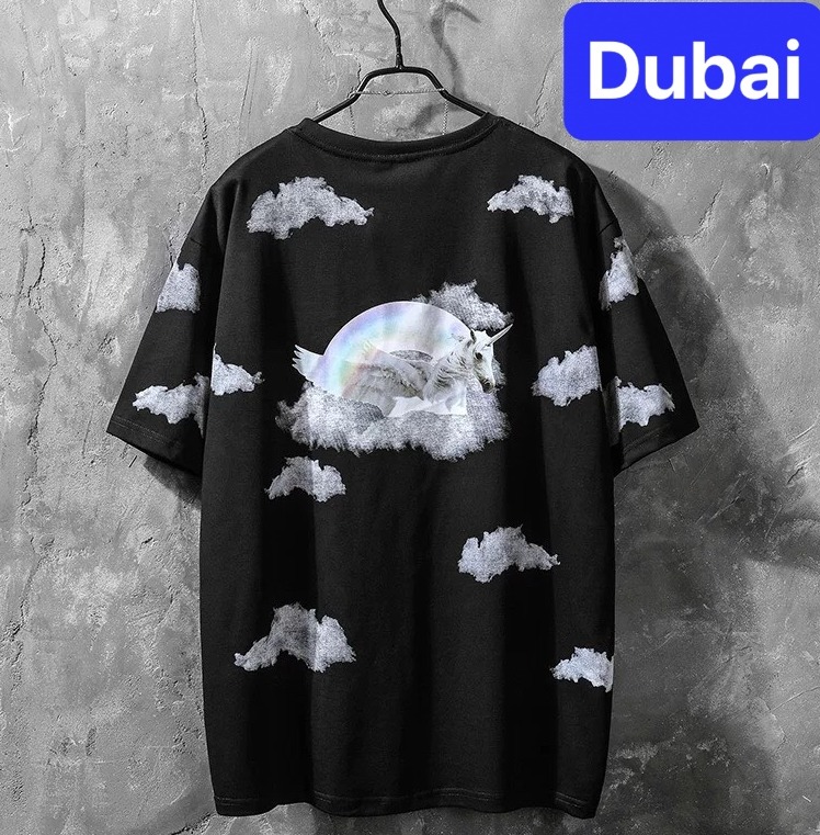 ÁO THUN NAM NỮ ĐEN NGỰA MÂY TRỜI PHOM FORM RỘNG TAY LỠ HOT TREND MẠNH MẼ SÀNH ĐIỆU VẢI DÀY MIN - DUBAI FASHION