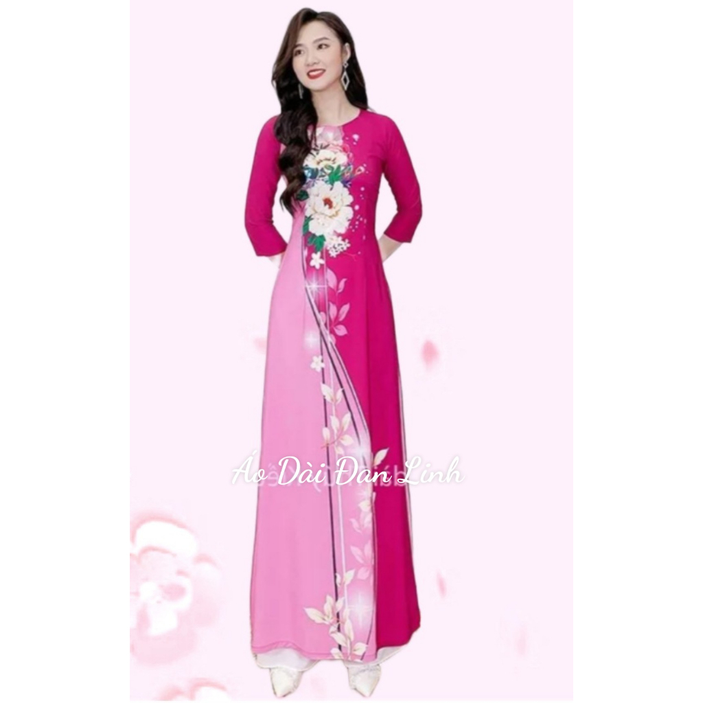 Áo dài in 3d màu phối màu đẹp mắt - áo dài đan linh